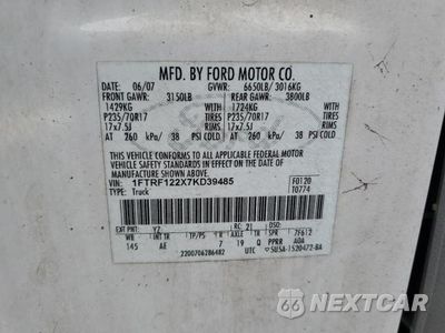 Zdjęcie 12 z 12 samochodu: 2007 FORD F150 VIN:1FTRF122X7KD39485 - miniatura
