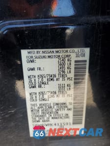 Zdjęcie 12 z 14 samochodu: 2009 SUZUKI EQUATOR RMZ-4 VIN:5Z6AD07W99C411591 - miniatura