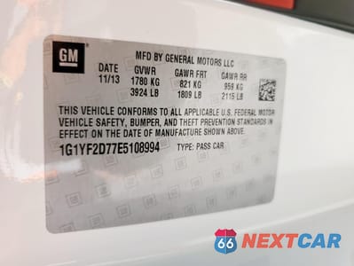 Zdjęcie 12 z 12 samochodu: 2014 CHEVROLET CORVETTE STINGRAY 3LT VIN:1G1YF2D77E5108994 - miniatura