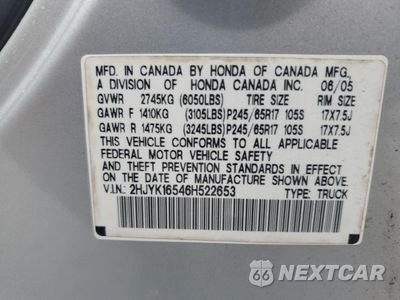 Zdjęcie 12 z 13 samochodu: 2006 HONDA RIDGELINE RTL VIN:2HJYK16546H522653 - miniatura