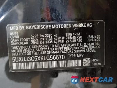 Zdjęcie 12 z 15 samochodu: 2019 BMW X4 XDRIVE30I VIN:5UXUJ3C5XKLG56670 - miniatura