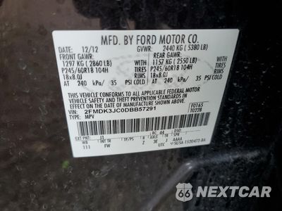 Zdjęcie 13 z 13 samochodu: 2013 FORD EDGE SEL VIN:2FMDK3JC0DBB57291 - miniatura