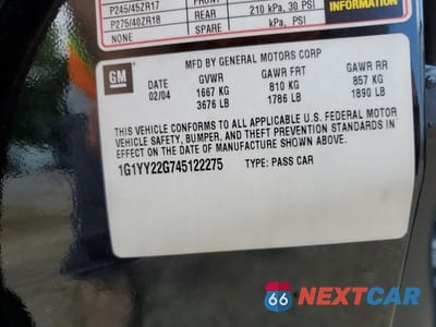 Zdjęcie 12 z 12 samochodu: 2004 CHEVROLET CORVETTE VIN:1G1YY22G745122275 - miniatura