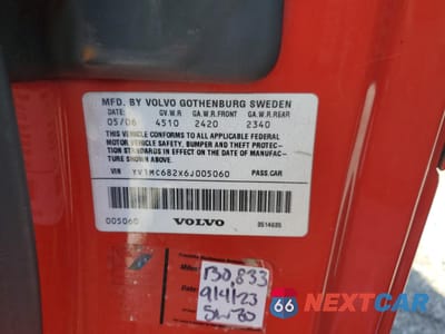 Zdjęcie 12 z 12 samochodu: 2006 VOLVO C70 T5 VIN:YV1MC682X6J005060 - miniatura