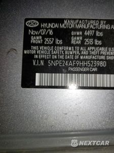 Zdjęcie 12 z 12 samochodu: 2017 HYUNDAI SONATA SE VIN:5NPE24AF9HH523980 - miniatura