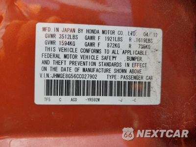 Zdjęcie 12 z 12 samochodu: 2012 HONDA FIT SPORT VIN:JHMGE8G56CC027902 - miniatura