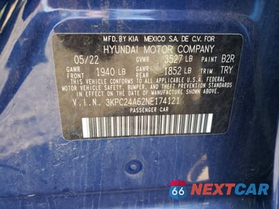 Zdjęcie 12 z 14 samochodu: 2022 HYUNDAI ACCENT SE VIN:3KPC24A62NE174121 - miniatura