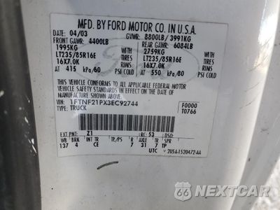 Zdjęcie 12 z 14 samochodu: 2003 FORD F250 SUPER DUTY VIN:1FTNF21PX3EC92744 - miniatura