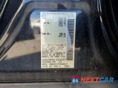 Zdjęcie 12 z 12 samochodu: 2014 NISSAN ALTIMA 2.5 VIN:1N4AL3AP3EC283207 - miniatura
