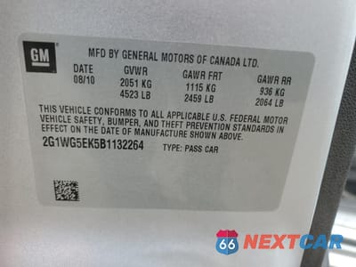 Zdjęcie 13 z 13 samochodu: 2011 CHEVROLET IMPALA LT VIN:2G1WG5EK5B1132264 - miniatura