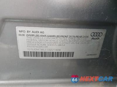 Zdjęcie 12 z 12 samochodu: 2007 AUDI A4 3.2 QUATTRO VIN:WAUDH78E27A021808 - miniatura