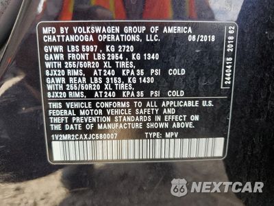 Zdjęcie 14 z 14 samochodu: 2018 VOLKSWAGEN ATLAS SEL VIN:1V2MR2CAXJC580007 - miniatura
