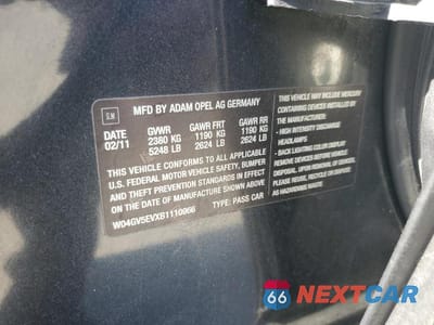 Zdjęcie 12 z 12 samochodu: 2011 BUICK REGAL CXL VIN:W04GV5EVXB1110966 - miniatura