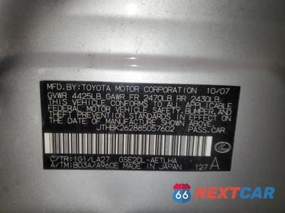 Zdjęcie 12 z 12 samochodu: 2008 LEXUS IS 250 VIN:JTHBK262885057602 - miniatura