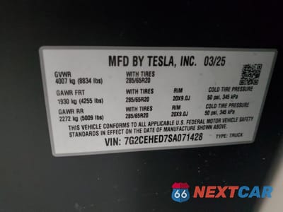 Zdjęcie 14 z 16 samochodu: 2025 TESLA CYBERTRUCK VIN:7G2CEHED7SA071428 - miniatura