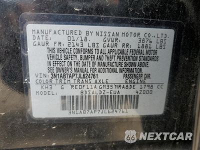 Zdjęcie 12 z 15 samochodu: 2018 NISSAN SENTRA S VIN:3N1AB7AP7JL624761 - miniatura