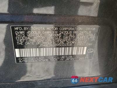 Zdjęcie 12 z 12 samochodu: 2009 LEXUS IS 350 VIN:JTHBE262895022308 - miniatura