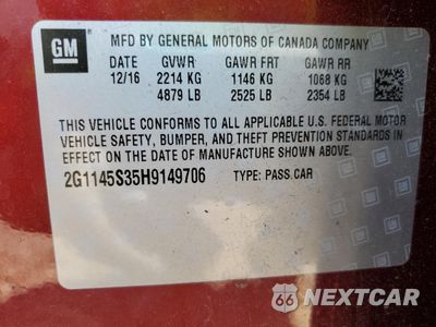 Zdjęcie 12 z 15 samochodu: 2017 CHEVROLET IMPALA PREMIER VIN:2G1145S35H9149706 - miniatura