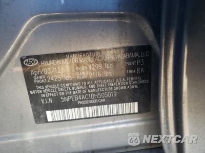 Zdjęcie 12 z 13 samochodu: 2013 HYUNDAI SONATA GLS VIN:5NPEB4AC1DH505019 - miniatura