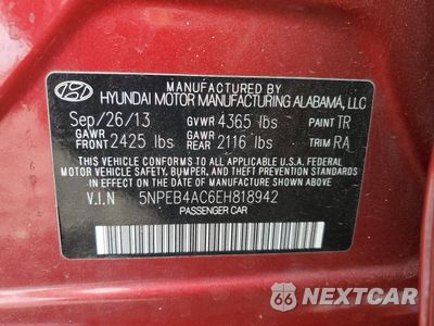 Zdjęcie 12 z 14 samochodu: 2014 HYUNDAI SONATA GLS VIN:5NPEB4AC6EH818942 - miniatura