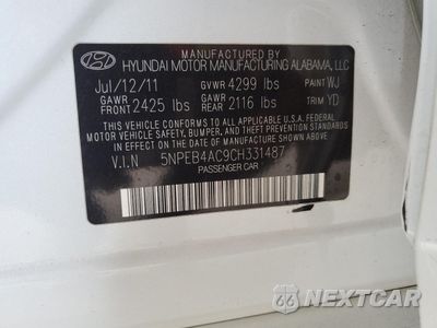 Zdjęcie 12 z 14 samochodu: 2012 HYUNDAI SONATA GLS VIN:5NPEB4AC9CH331487 - miniatura