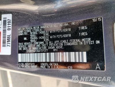 Zdjęcie 14 z 16 samochodu: 2016 TOYOTA SEQUOIA SR5 VIN:5TDBY5G13GS131377 - miniatura
