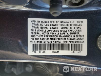 Zdjęcie 13 z 13 samochodu: 2017 HONDA CIVIC LX VIN:19XFC2F54HE200284 - miniatura