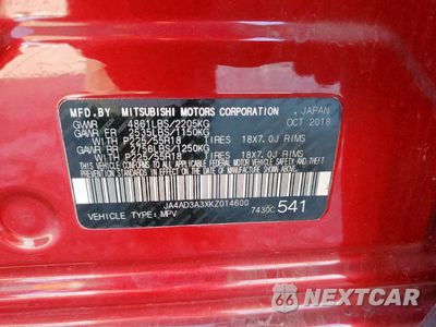 Zdjęcie 12 z 15 samochodu: 2019 MITSUBISHI OUTLANDER SE VIN:JA4AD3A3XKZ014600 - miniatura