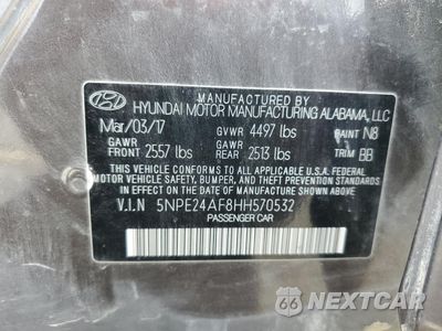 Zdjęcie 12 z 15 samochodu: 2017 HYUNDAI SONATA SE VIN:5NPE24AF8HH570532 - miniatura