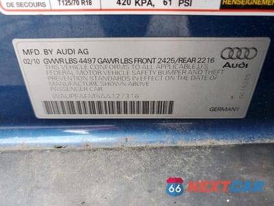 Zdjęcie 12 z 12 samochodu: 2010 AUDI A3 PREMIUM PLUS VIN:WAUPFAFM5AA127316 - miniatura