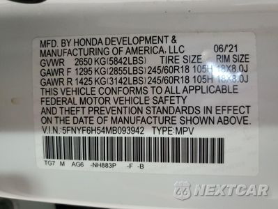 Zdjęcie 13 z 14 samochodu: 2021 HONDA PILOT EXL VIN:5FNYF6H54MB093942 - miniatura