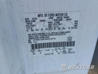 Zdjęcie 12 z 12 samochodu: 2006 FORD F150 VIN:1FTRF12W76KD16716 - miniatura