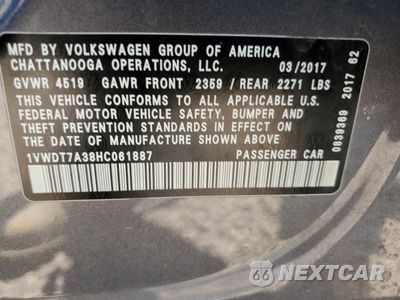 Zdjęcie 12 z 15 samochodu: 2017 VOLKSWAGEN PASSAT R-LINE VIN:1VWDT7A38HC061887 - miniatura