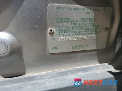 Zdjęcie 12 z 14 samochodu: 2005 SUBARU FORESTER 2.5X VIN:JF1SG63635H749221 - miniatura