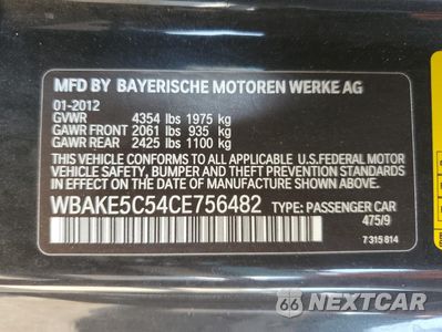 Zdjęcie 12 z 12 samochodu: 2012 BMW 328 I SULEV VIN:WBAKE5C54CE756482 - miniatura