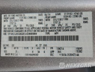 Zdjęcie 13 z 13 samochodu: 2014 FORD ESCAPE SE VIN:1FMCU0G92EUD88589 - miniatura