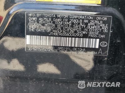Zdjęcie 12 z 14 samochodu: 2008 LEXUS GS 350 VIN:JTHBE96S580042908 - miniatura