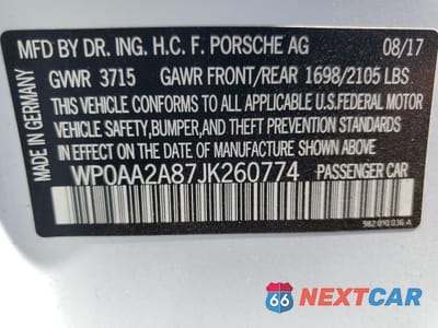 Zdjęcie 12 z 12 samochodu: 2018 PORSCHE CAYMAN VIN:WP0AA2A87JK260774 - miniatura
