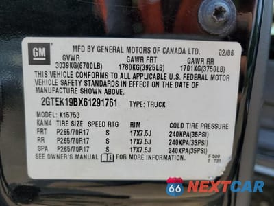 Zdjęcie 12 z 12 samochodu: 2006 GMC NEW SIERRA K1500 K1500 VIN:2GTEK19BX61291761 - miniatura