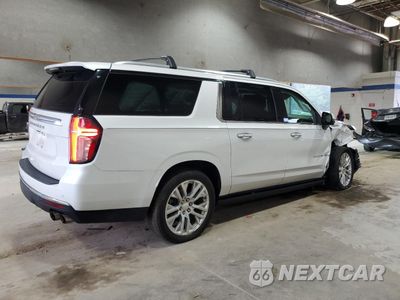 Trzecie zdjęcie samochodu z tyłu: 2021 CHEVROLET SUBURBAN K1500 HIGH COUNTRY VIN:1GNSKGKL8MR159408 - miniatura