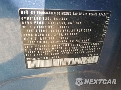 Zdjęcie 13 z 13 samochodu: 2020 VOLKSWAGEN TIGUAN SE VIN:3VV3B7AX1LM129735 - miniatura