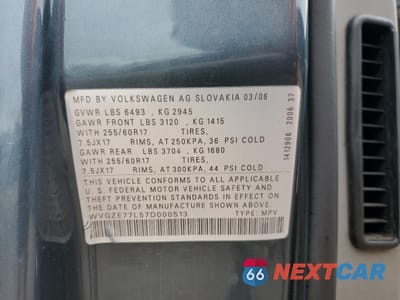 Zdjęcie 13 z 13 samochodu: 2007 VOLKSWAGEN TOUAREG V6 VIN:WVGZE77L57D000513 - miniatura