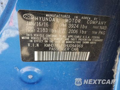 Zdjęcie 12 z 12 samochodu: 2017 HYUNDAI ELANTRA SE VIN:KMHD74LF6HU094969 - miniatura