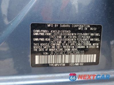 Zdjęcie 12 z 15 samochodu: 2023 SUBARU CROSSTREK PREMIUM VIN:JF2GTACC7PG208610 - miniatura
