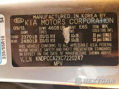 Zdjęcie 12 z 12 samochodu: 2012 KIA SPORTAGE EX VIN:KNDPCCA2XC7220247 - miniatura