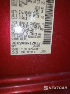 Zdjęcie 13 z 14 samochodu: 2017 NISSAN MURANO S VIN:5N1AZ2MH2HN120320 - miniatura