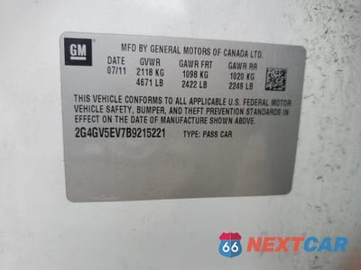 Zdjęcie 12 z 14 samochodu: 2011 BUICK REGAL CXL VIN:2G4GV5EV7B9215221 - miniatura