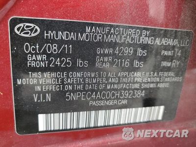Zdjęcie 12 z 12 samochodu: 2012 HYUNDAI SONATA SE VIN:5NPEC4AC0CH392384 - miniatura