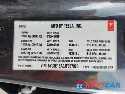 Zdjęcie 12 z 12 samochodu: 2018 TESLA MODEL 3 VIN:5YJ3E1EA0JF057923 - miniatura