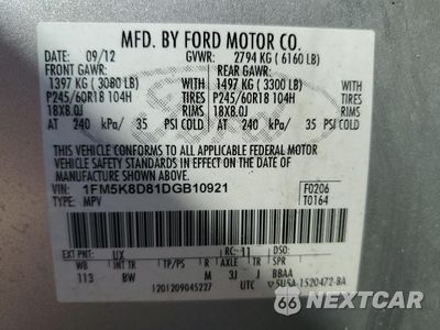 Zdjęcie 13 z 13 samochodu: 2013 FORD EXPLORER XLT VIN:1FM5K8D81DGB10921 - miniatura